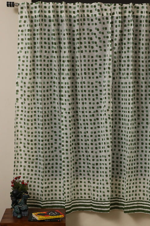 Sootisyahi 'Flowering Checks' Printed Voile Cotton Curtain