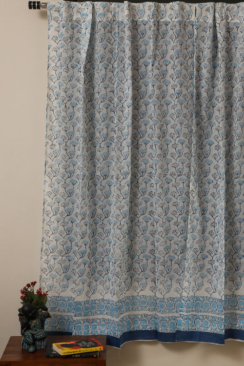 Sootisyahi 'Blooming Sky' Handblock Printed Voile Cotton Curtain