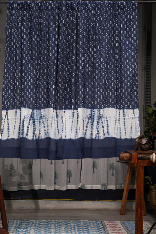 SootiSyahi 'Dreaming Sky' Handblock Printed Cotton WindowCurtain
