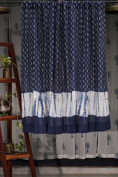 SootiSyahi 'Dreaming Sky' Handblock Printed Cotton WindowCurtain