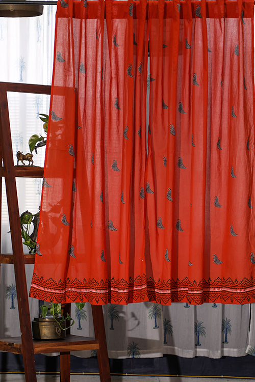 SootiSyahi 'Dawning Pastel' Handblock Printed Cotton WindowCurtain