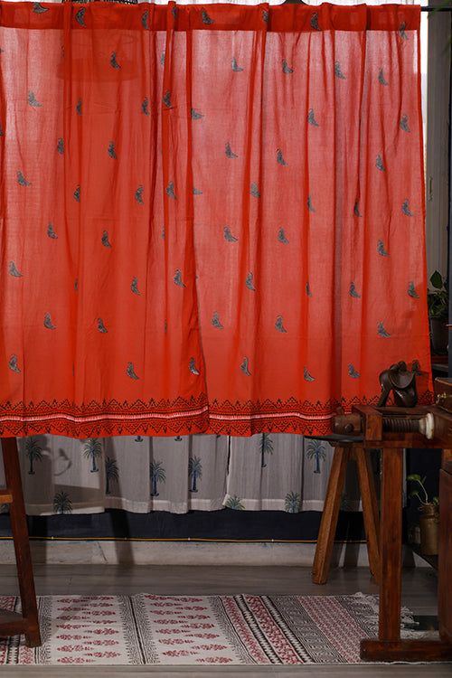 SootiSyahi 'Dawning Pastel' Handblock Printed Cotton WindowCurtain