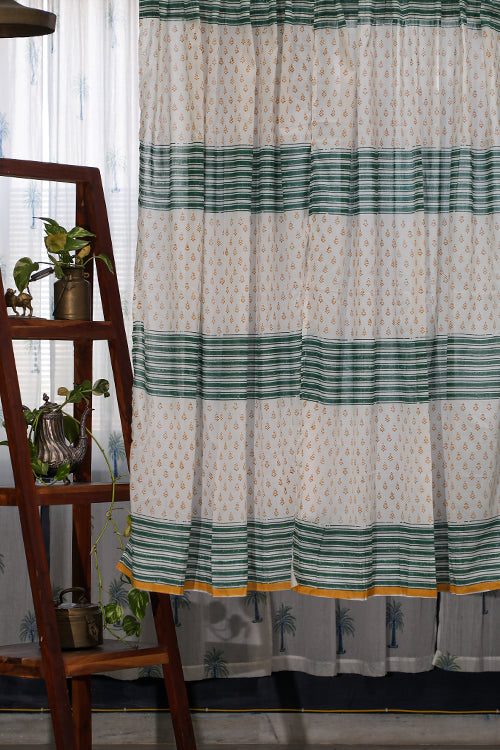 SootiSyahi 'Good Vibes' Handblock Printed Cotton WindowCurtain