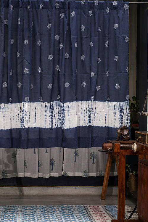 SootiSyahi 'Yellow Dreams' Handblock Printed Cotton WindowCurtain