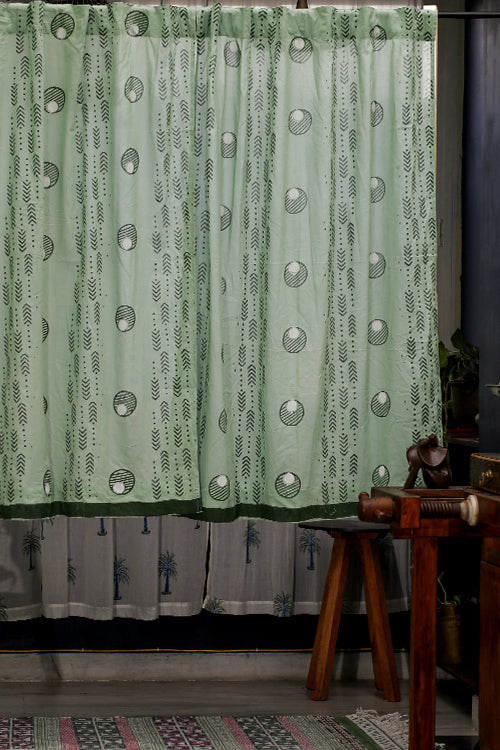 SootiSyahi 'Pastel Dreams' Handblock Printed Cotton WindowCurtain