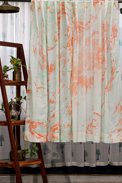 SootiSyahi 'Neela Aasman' Handblock Printed Cotton WindowCurtain