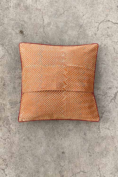 Shrujan ‘Zaya’ 40cm X 40cm Earthen Toned Hand Embroidered Handloom Cotton Cushion Cover Pair