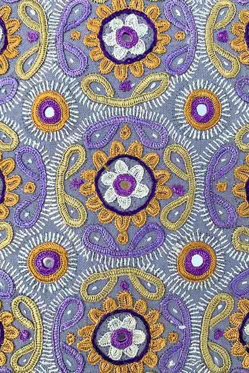 Shrujan ‘Zaya’ 40cm X 40cm Purple Toned Hand Embroidered Handloom Cotton Cushion Cover Pair