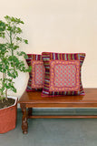 Shrujan ‘Bhamardo’ 40cm X 40cm Multi-coloured Hand Embroidered Handloom Cotton Cushion Cover Pair
