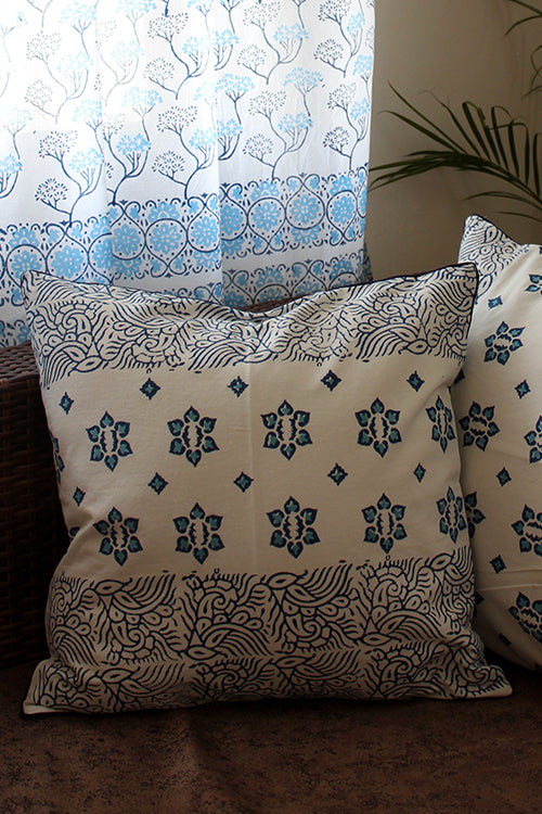 Sootisyahi 'Ambar' Handblock Printed Cotton Cushion Cover Set-36