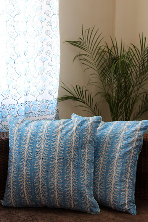 Sootisyahi 'Ambar' Handblock Printed Cotton Cushion Cover Set-40