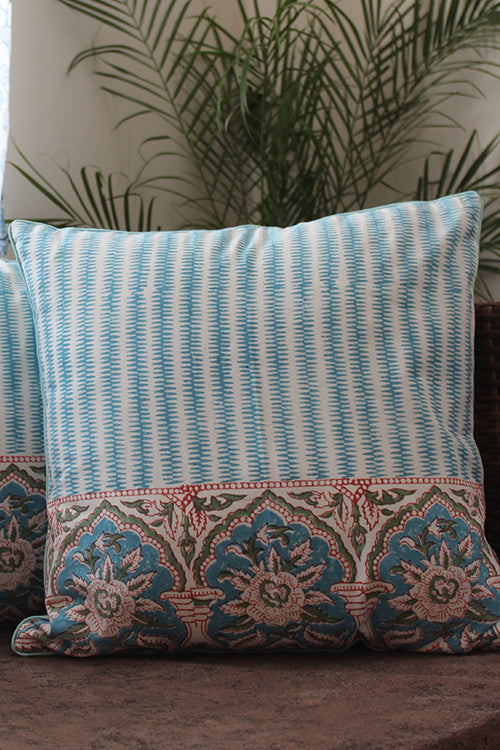 Sootisyahi 'Sky Blossom' Handblock Printed Cotton Cushion Cover Set-41