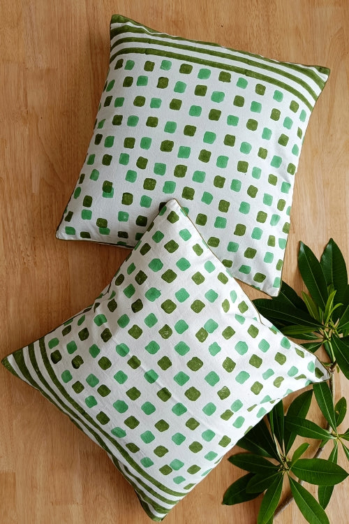 SootiSyahi 'Tiny Harmony' Hand Printed Cotton Cushion Set Of Two