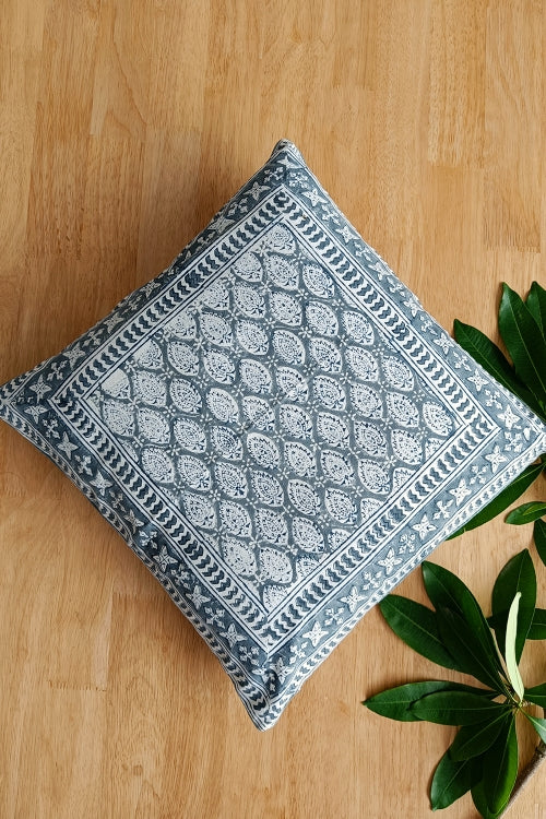 Soootisyahi 'Essence of Grey' Hand Printed Cotton Cushion Set Of Two