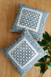 SootiSyahi 'Geometric era' Hand Printed Cotton Cushion Set Of Two