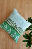 SootiSyahi 'Green Leaves' Hand Printed Cotton Cushion Set Of Two