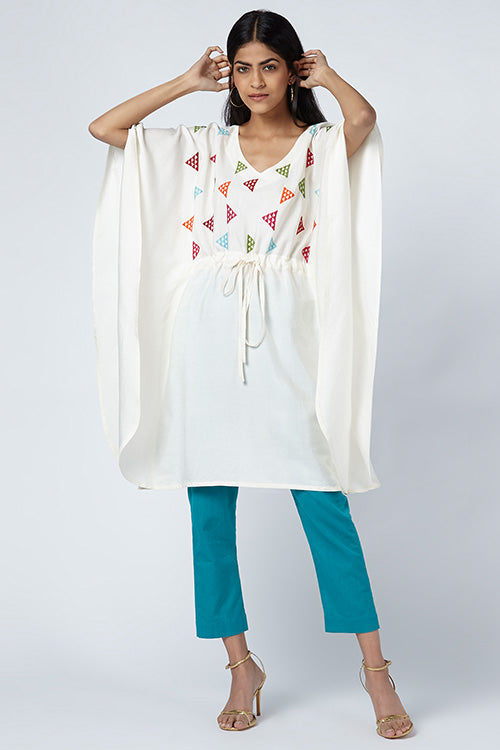 Okhai 'Celebration' Embroidered Cotton Silk Blend Kaftan | Relove
