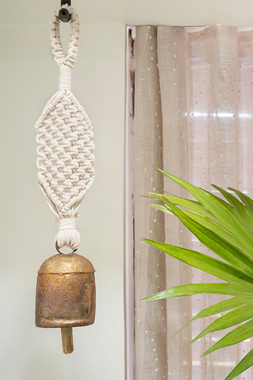 108Knots Classic Wide Hand-Knotted Wind Chime with Metal Bell