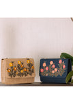 Beige Floral Embroidered Flap Sling Bag