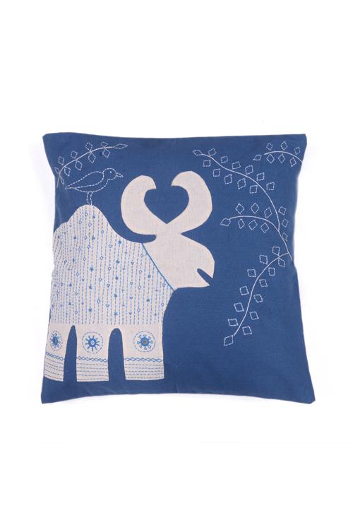 Okhai 'Synchrony' Hand Embroidered Applique Cotton Cushion Cover