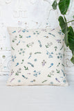 Okhai 'Mayflower' Hand Embroidered Pure Cotton Cushion Cover
