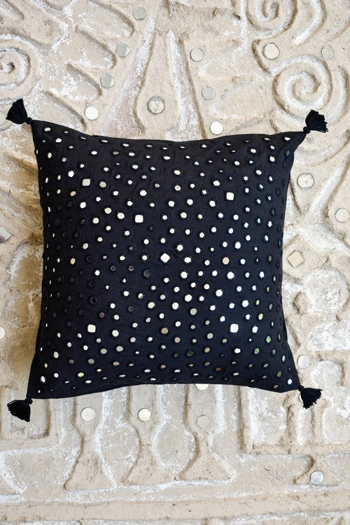 Okhai 'Glitz' Mirror Work Pure Cotton Cushion Cover