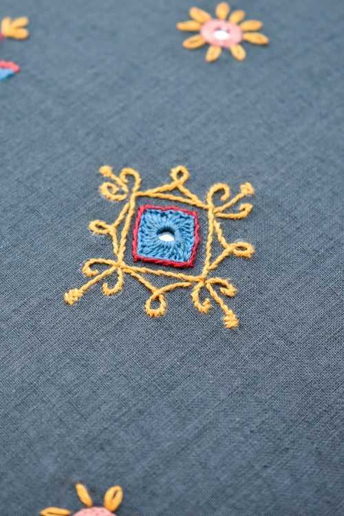 Okhai 'Souvenir' Kutchi Mirror Work Pure Cotton Cushion Cover