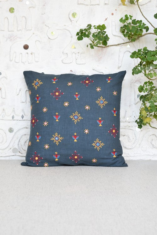 Okhai 'Souvenir' Kutchi Mirror Work Pure Cotton Cushion Cover