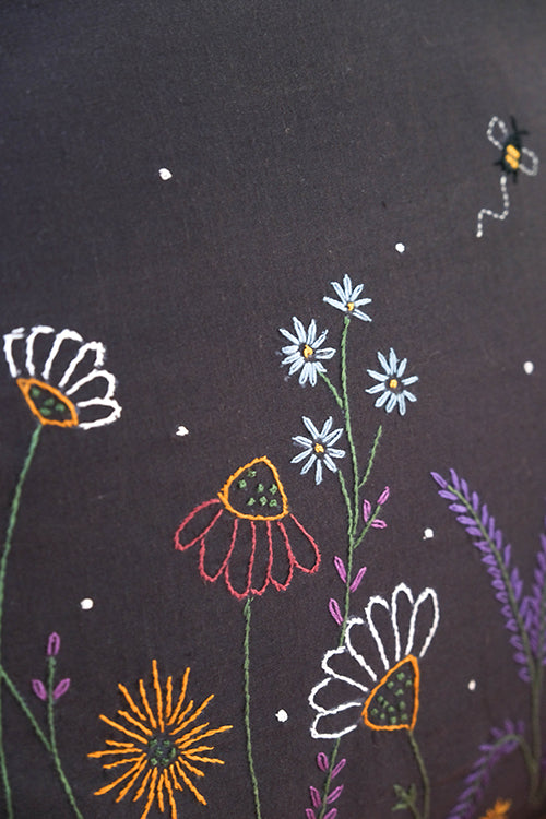 Okhai 'Zinnia' Hand Embroidered Pure Cotton Cushion Cover
