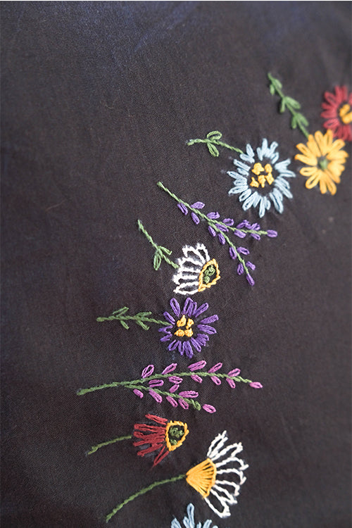 Okhai 'Lilium' Hand Embroidered Pure Cotton Cushion Cover