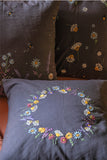 Okhai 'Lilium' Hand Embroidered Pure Cotton Cushion Cover
