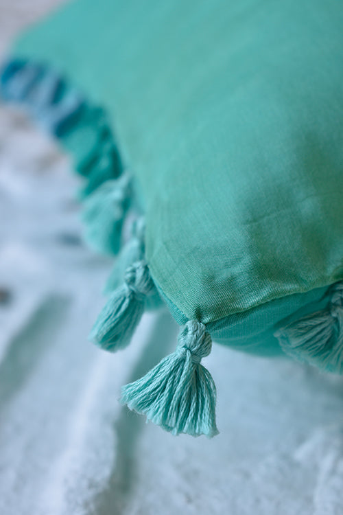 Okhai 'Fairstar' Tassel Work Modal Silk Cushion Cover