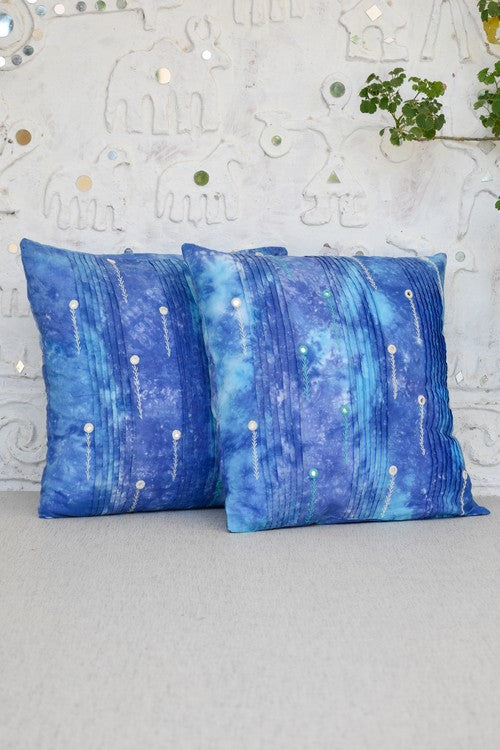 Okhai 'Nightfall' Cotton Scratch Tie and Dye Cushion Cover