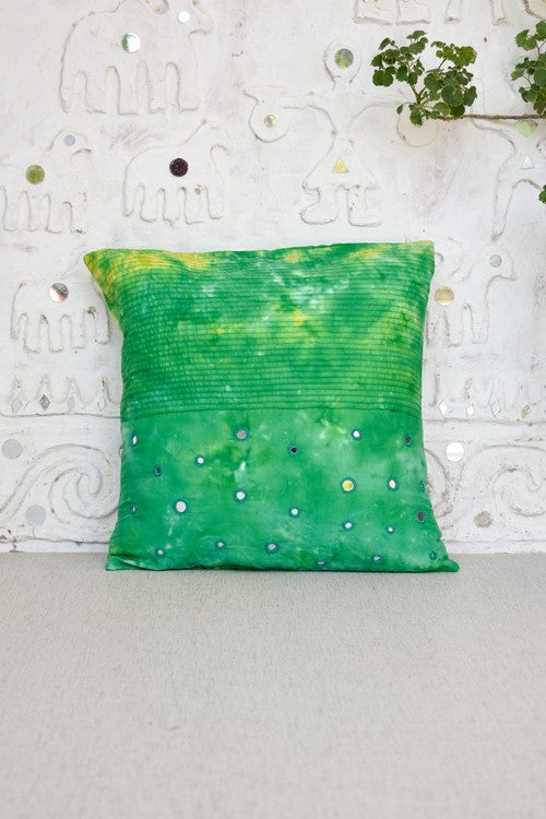 Okhai 'Forest Fresh' Cotton Scratch Tie and Dye Cushion Cover