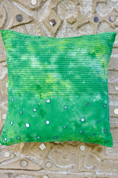 Okhai 'Forest Fresh' Cotton Scratch Tie and Dye Cushion Cover
