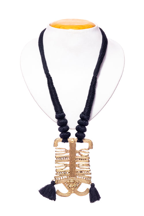 Miharu Brass Thread Matinee Necklace D11d