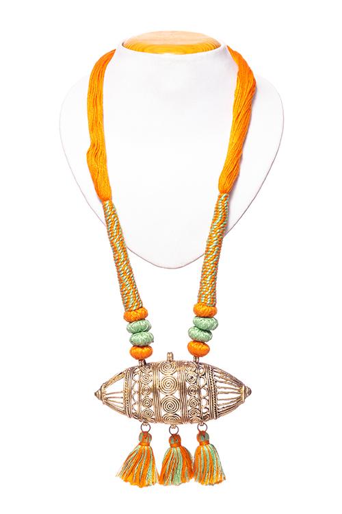 Miharu Brass Thread Matinee Necklace D1c