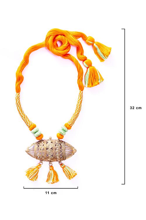 Miharu Brass Thread Matinee Necklace D1c