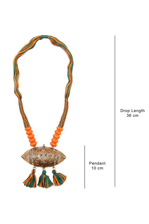 Miharu Brass Thread Matinee Necklace D1d