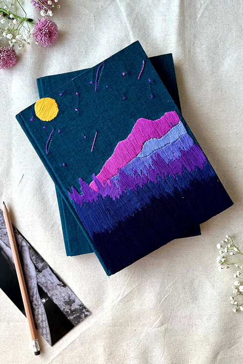 Okhai 'Mini Landscape' Hand Embroidered Diary