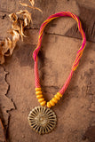 Miharu Pink-Yellow Brass Thread Princess Necklace D29a
