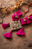 Miharu Pink Brass Thread Matinee Necklace D43d
