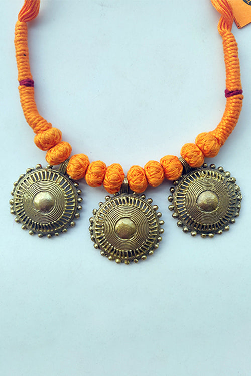 Miharu Brass Thread Choker Necklace D53b