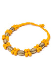 Miharu Mustard Brass Thread Choker Necklace D61a