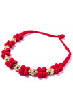 Miharu Red Brass Thread Choker Necklace D61b