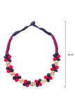 Miharu Black-Red Brass Thread Choker Necklace D61i