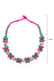 Miharu Light Pink-Light Green Brass Thread Choker Necklace D61m