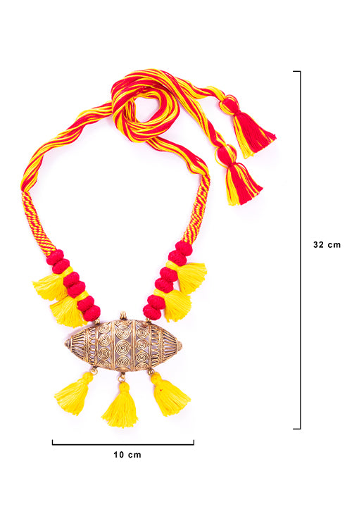 Miharu Brass Thread Matinee Necklace D73a