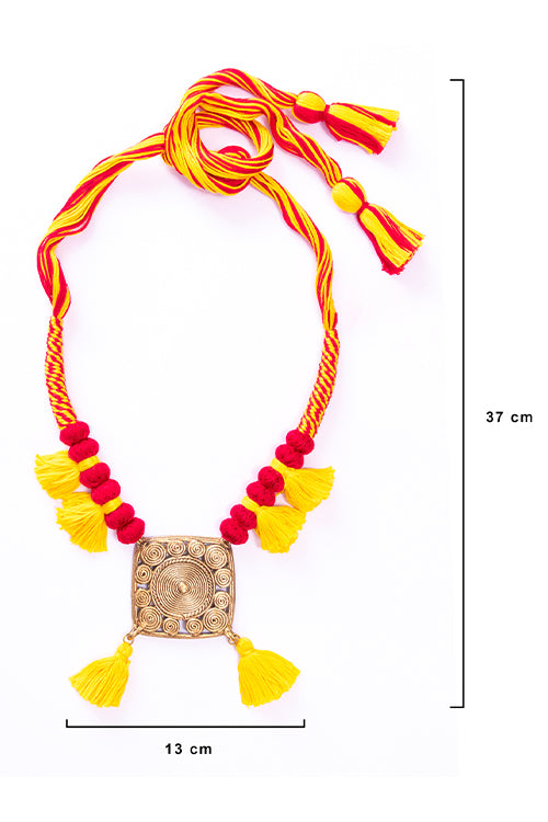 Miharu Brass Thread Matinee Necklace D73c