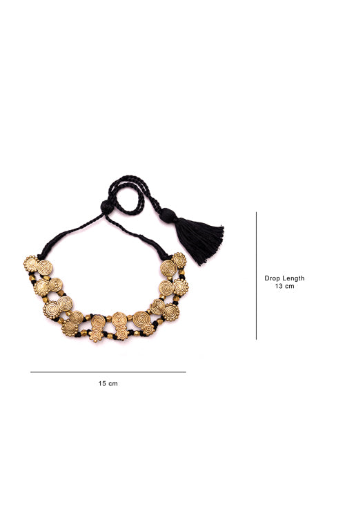 Miharu Brass Thread Choker Necklace D84b